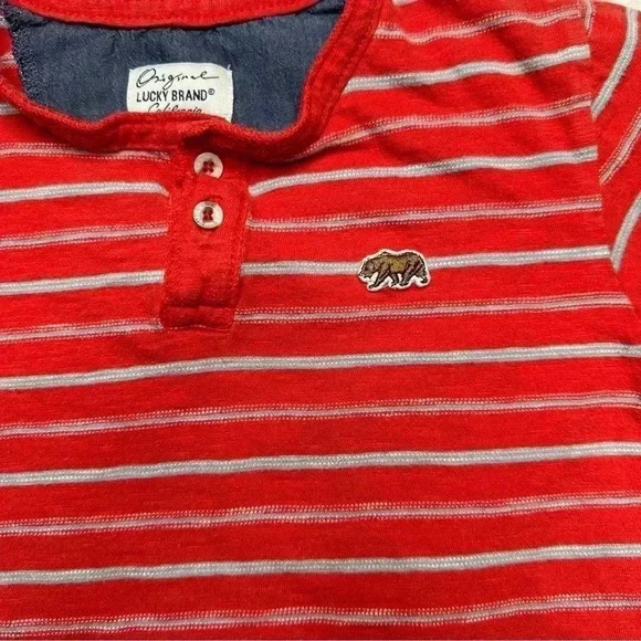 Lucky Brand T-Shirt Red & Grey Striped Size  6 - Picture 3 of 16